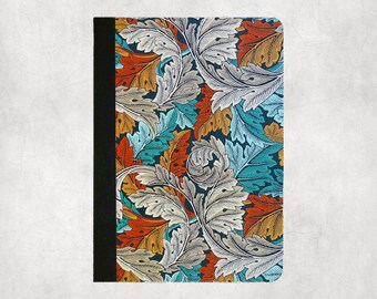 William Morris Acanthus Orange Blue iPad Folio Soft TPU/Rubber Case 10.2 2021 9th,2020 8th,2019 7th,2018 6th gen,Air4,Pro11,10.5,9.7,Mini 6