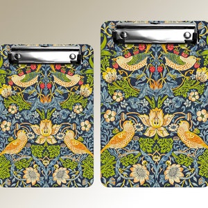 William Morris Strawberry thief-green Clipboard A4 & A5 sizes, Office Stationery for Nurses,Students,Teachers,Note-taking,Art Nouveau, Birds