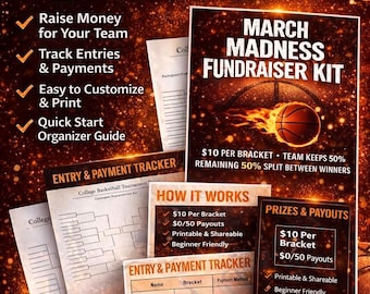 March Madness Fundraiser Kit Template | Editable Bracket + Payment Tracker | Canva Digital Download