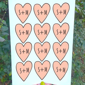 12 Heart Initial Tattoos, Custom Temporary Tattoo Sheet, Name Heart Tattoo, Bach Party, Wedding Favors
