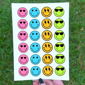 24 Smiley Tattoos, Temporary Tattoos, Party Tattoos, Smiley Face, Lightening Bolt