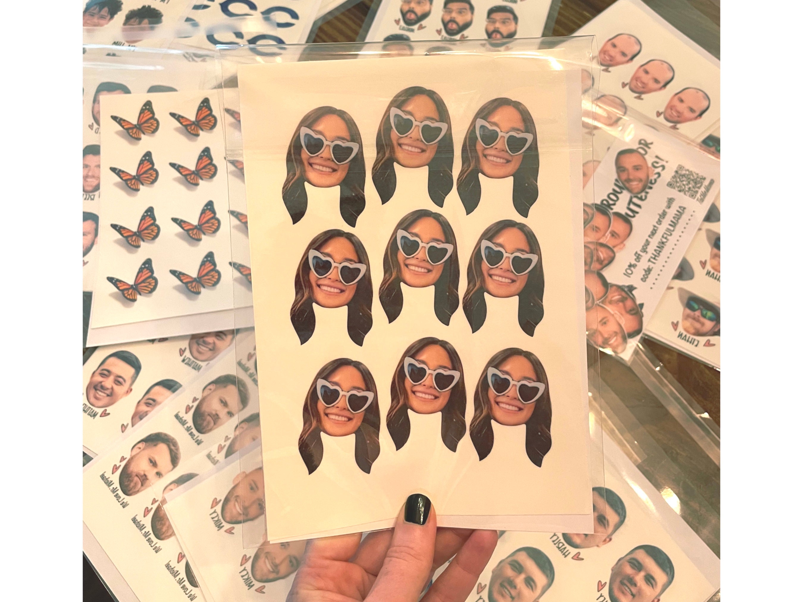 9 Custom Face Tattoos, Temporary Tattoo Sheet, Bachelorette, Birthday, Any Celebration!