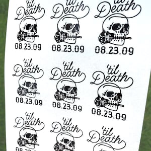 9 ‘Til Death Tattoos, Custom Temp Tattoo Sheet, Death Do Us, Bach Party, Wedding Favor, Trending