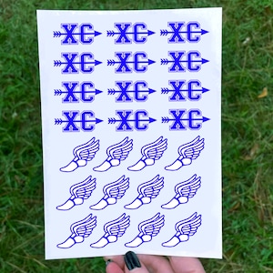 Custom Cross Country XC Tattoos, Temporary Tattoos, Choose Your Colors