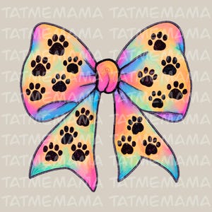 Paw Print PNG, Bow, Digital Download, Spirit Design, Trending PNG