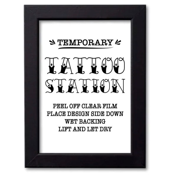 Tattoo Station Sign- Digital Download-Party Sign- Easy Print