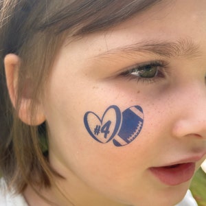 Custom Player Number Tattoos, Choose Your Colors, Add Your Number, Football Tattoos