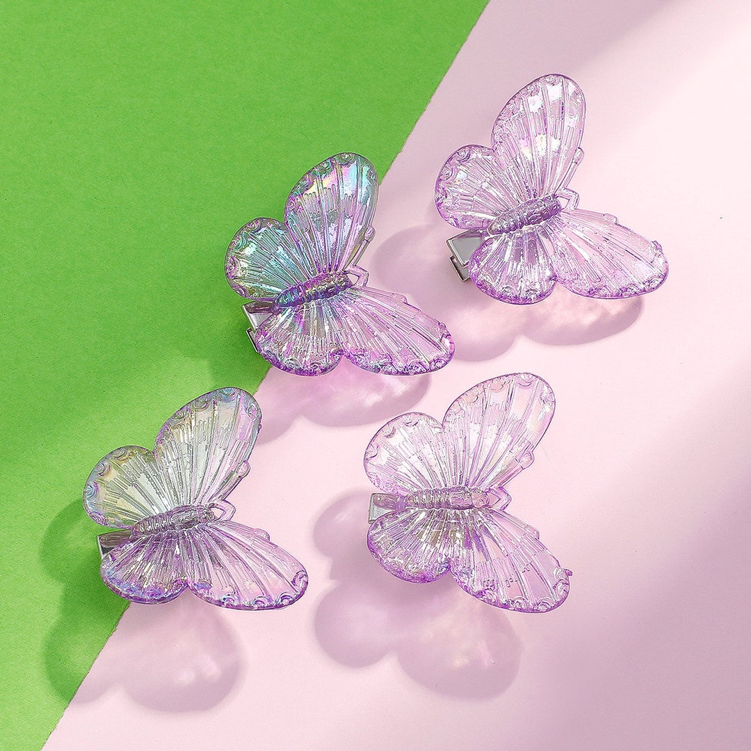 Purple Butterfly Hair Clips Transparent Butterfly Hair Pins 4 Etsy