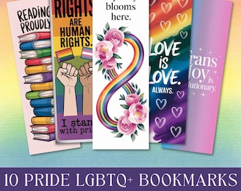 LGBTQ+ Bookmark Png, LGBT Ally Pride Printable Pdf, LGBT Rights Sublimation, Pride Flag Printable, Fussy Cuts Book Club Digital Download