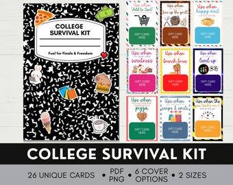 Printable College Gift Card Book, Survival Kit For High School Graduates, Digital Download, Care Package For Student, Money Holder Printable
