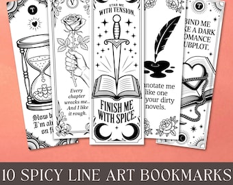 Marcapáginas Smut PNG, Carta del Tarot para amantes de los libros (PDF imprimible), Marcador de libro para colorear Romantasy para recuerdo de fiesta, Descarga digital para club de lectura