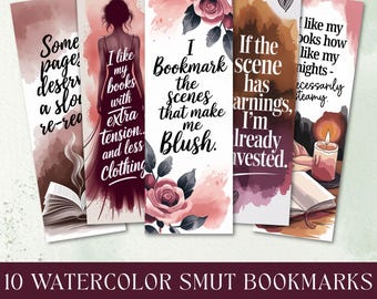 Smut Bookmark PNG, Spicy Book Lover Printable Pdf, Romantasy Sublimation Party Favor, Junk Journal Fussy Cuts Book Club Digital Download