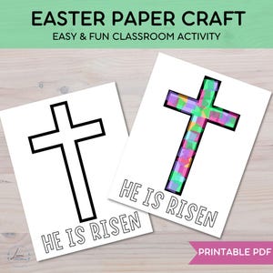 He Is Risen Paper Craft Activity Download, Daycare Church Easter Classroom Homeschool Printable Activity, Fun Activity For Kids, Easter Gift