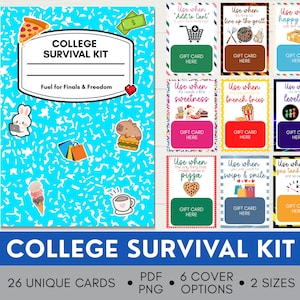 Carnet de cartes-cadeau universitaire à imprimer, trousse de survie pour diplômés du secondaire, téléchargement numérique, trousse d'entretien pour étudiant, porte-monnaie imprimable