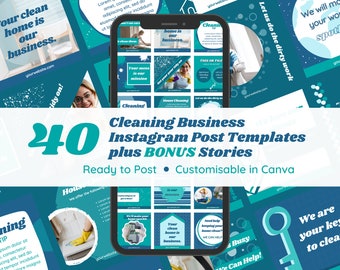 Cleaning Business Instagram Post Templates: 80+ Canva Designs (Digital Download)