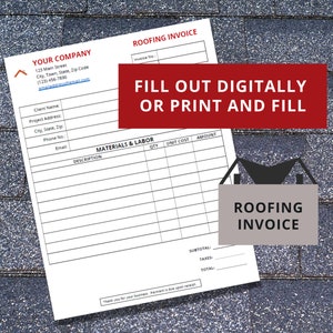 Invoice Template for Roofing Business, Business Invoice, Home Maintenance Invoice, Roofer Business, Construction Invoice
