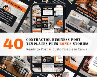 Contractor Instagram Template: Home Improvement Posts (Canva Editable)