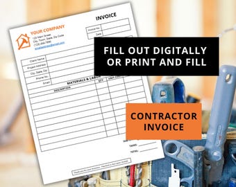 Contractor Invoice Template: Editable Business Form (Digital Download)