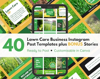 Lawn Care Instagram Templates: Social Media Bundle (Canva Editable)