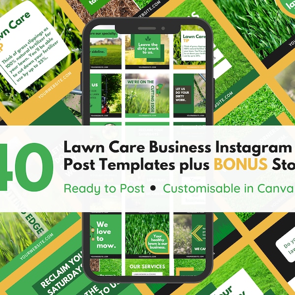 Landscaping Business, Lawn Mowing Instagram Posts, Landscaping Instagram Template, Landscaper Social Media Bundle,  Lawn Mowing