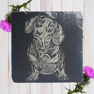 Dachshund coaster, slate coaster, Dachshund décor, dachshund gifts, dog gifts, dog décor, sausage dog gifts, sausage dog décor, home decore