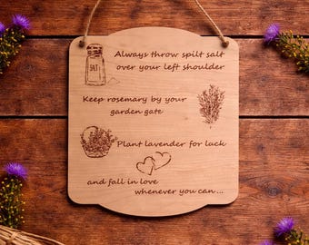 Engraved Wooden Witch Sign, Rustic Décor, Practical Magic Quote, American Maple (6.5x8 inches)