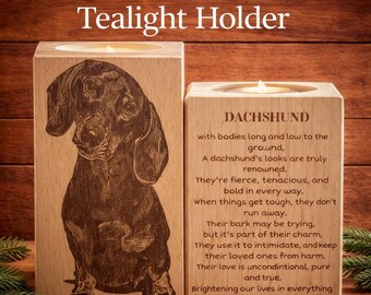 Wooden Dachshund Tealight Holder, Sausage Dog Home Decor, Beech Wood Candle Accent