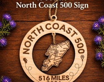 North Coast 500, enseigne suspendue en bois, Highlands écossais, cadeaux écossais, souvenirs de voyage, souvenir souvenir