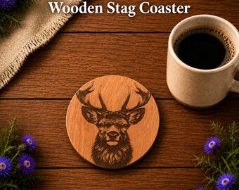Stag coaster, round coasters, wooden coasters, stag gifts, stag décor, home decore