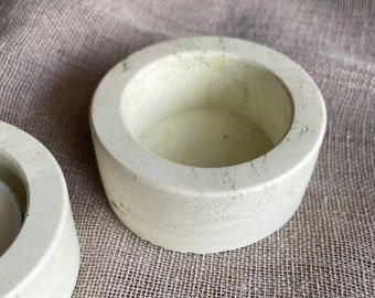 Teelichthalter, Windlicht, Kerzenhalter, Jesmonite, Grün, Weiß, Beige, Marmor, Décoration d&#39;intérieur, Tendance, Photophore, Geschenk, Cadeau d&#39;anniversaire