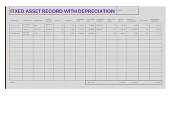Fixed asset spreadsheet, fixed assets, depreciation