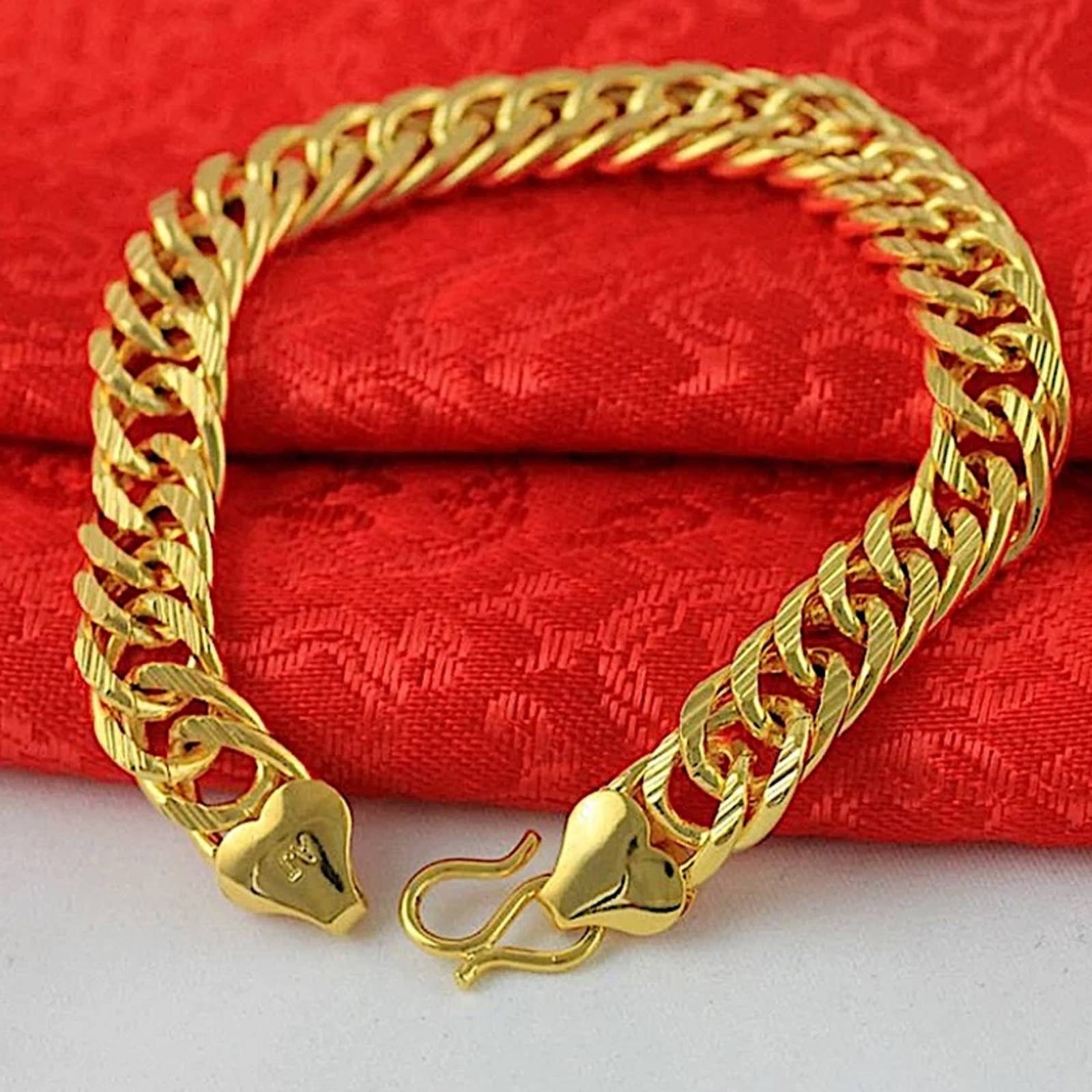 24k Gold Plated Chain Bracelet Etsy