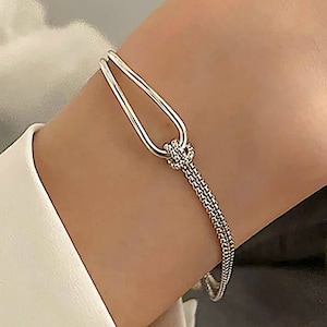 HappyStar 925 Sterling Silver Charm Bracelet for Pandora Charms, Snake Chain Bracelet Gift for Girls Mother Daughter(With A Spacer Bead)