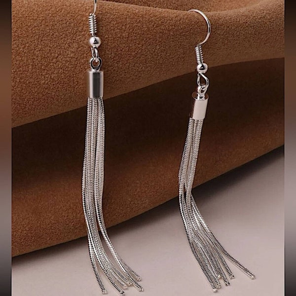 Silver Fringe Dangle Etsy