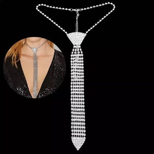 rhinestone tie necklace