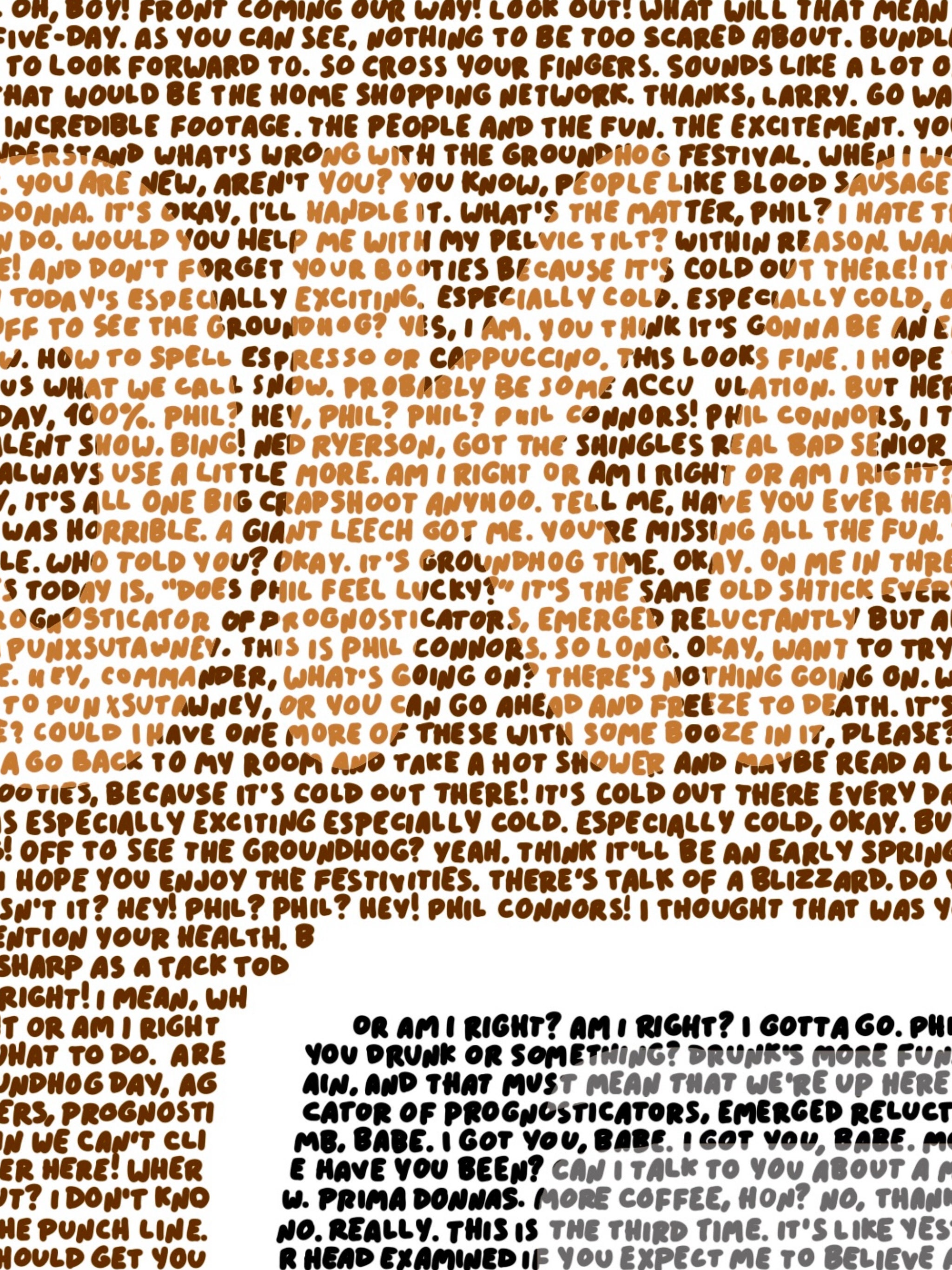 Groundhog Day - Handwritten Film Script Poster - Etsy