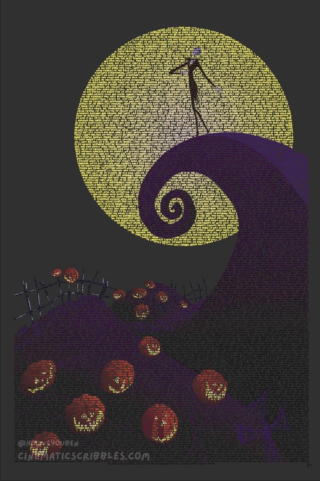 Nightmare Before Christmas Handwritten Script Poster Etsy