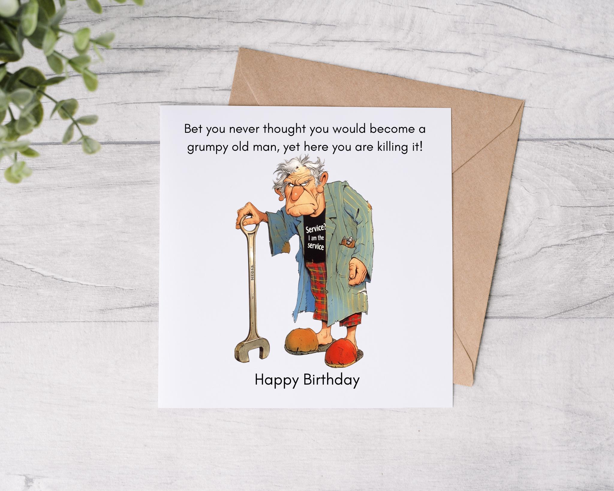 Funny Grumpy Old Man Birthday Card – Handmade Hilarious Gift - Etsy UK