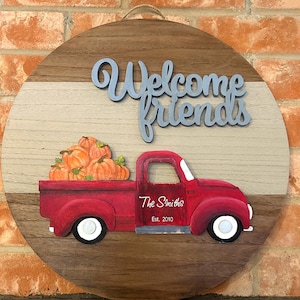 Interchangeable  Red Pick-up Truck wall hanging