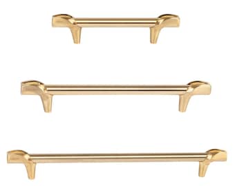 Schrankgriffe in Mattgold, moderne Stangengriffe, elegante Möbelbeschläge