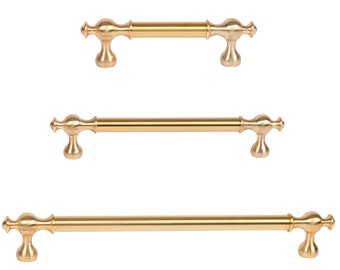 Schrankgriffe in Mattgold, moderne Stangengriffe, elegante Möbelbeschläge