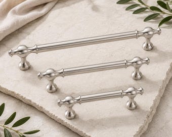 Brushed Silver Inox Cabinet Handles, Modern Drawer Pulls, Furniture Hardware