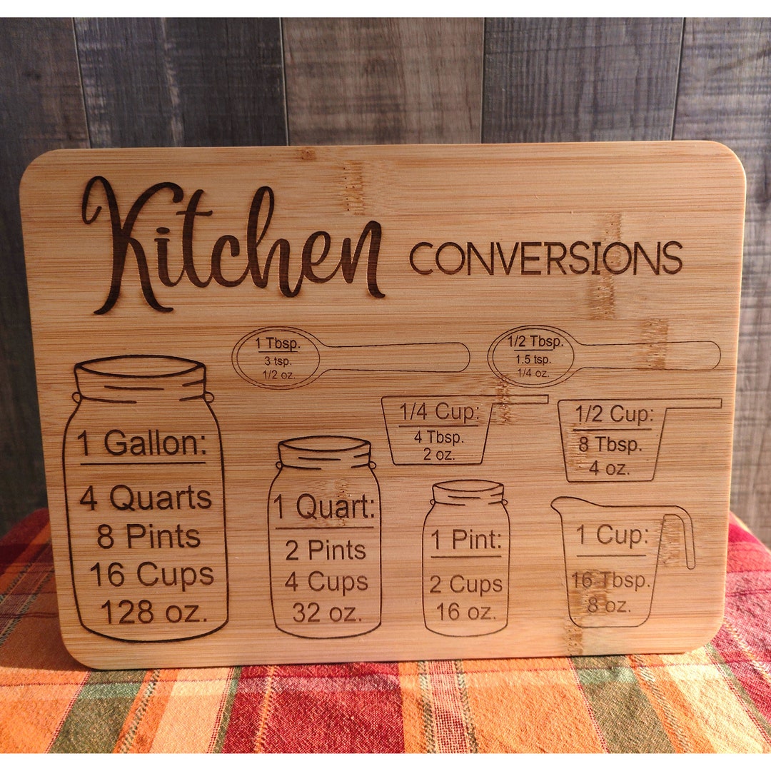 Cooking Conversion Svg Kitchen Conversion Chart SVG File: Laser Engraved Cutting Board ...