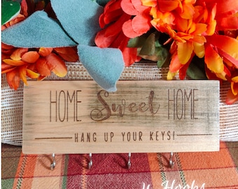Personalized Key Holder, Laser Engraved Wooden Key Rack, Housewarming Gift