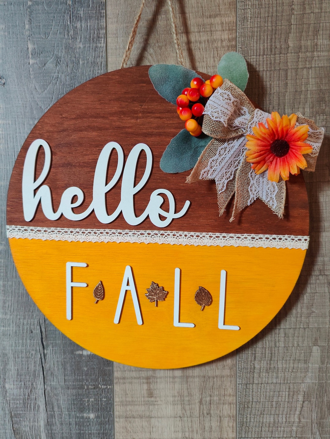 Hello Fall Wood Door Sign: Handmade Autumn Decor - Etsy