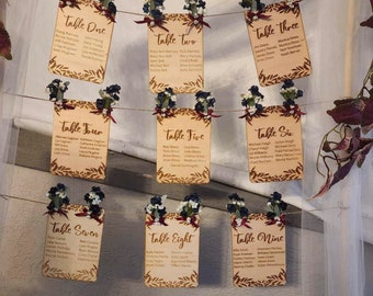 Laser Engraved Wooden Wedding Seating Chart Place Cards