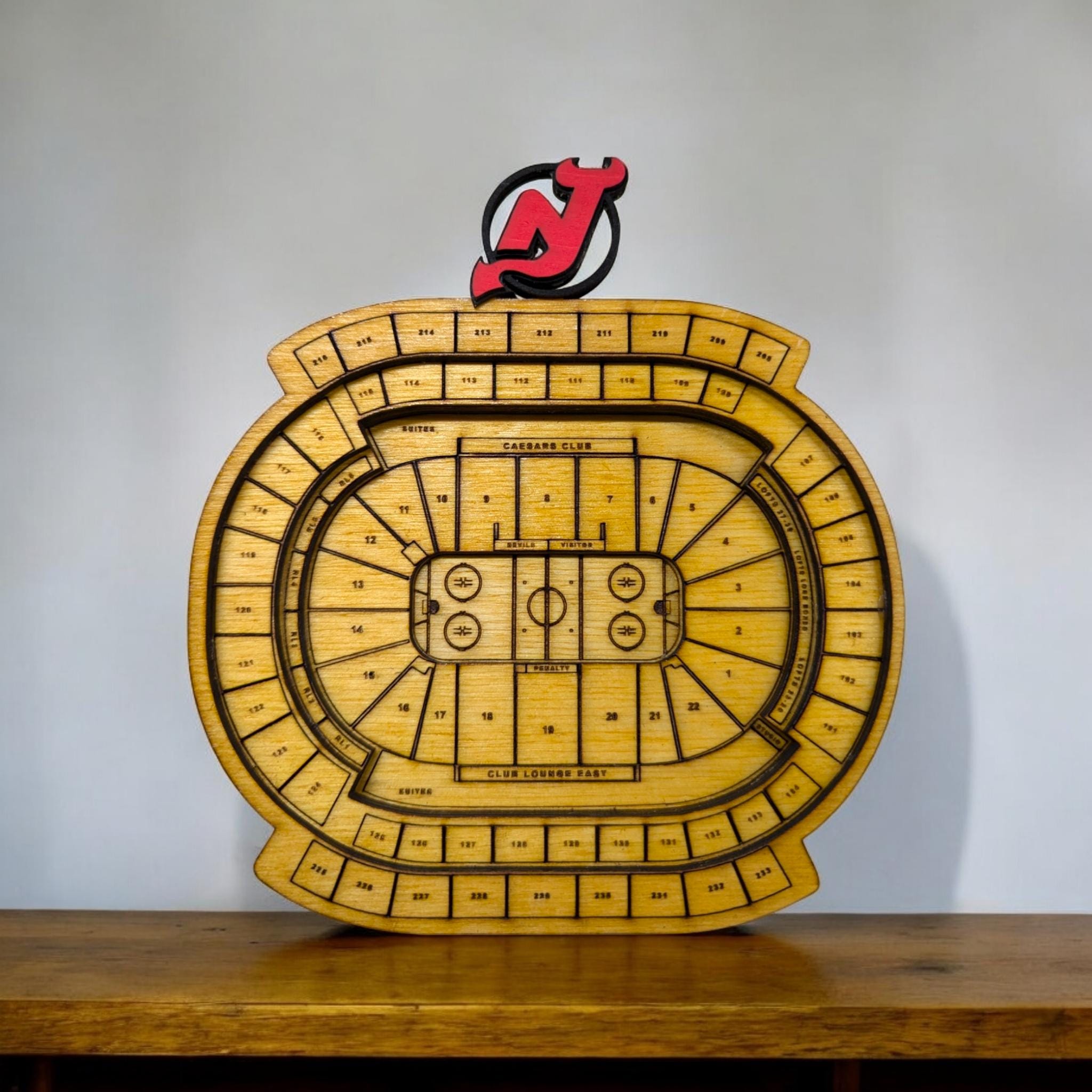 Custom Hockey Rink Replica, Wood, All Teams Available, Custom Gift for Hockey Lovers and Enthusiasts, Multi-Layer Design, Hockey Rink Maps