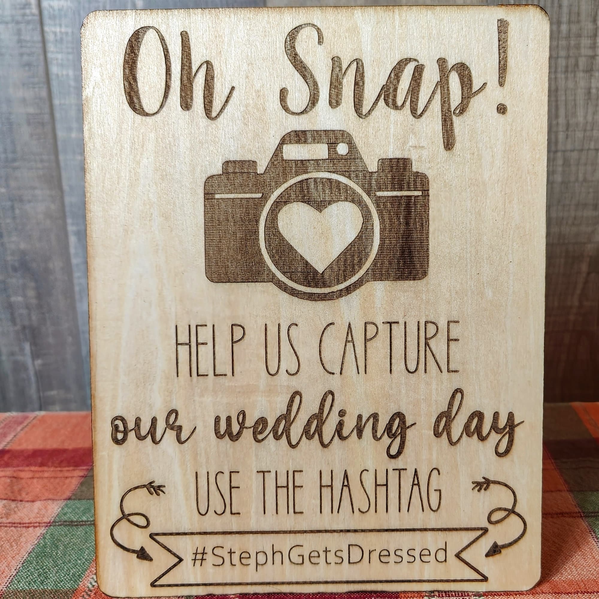 SVG File, Oh Snap Wedding Hashtag Sign, Laser Cut File, Digital File ...