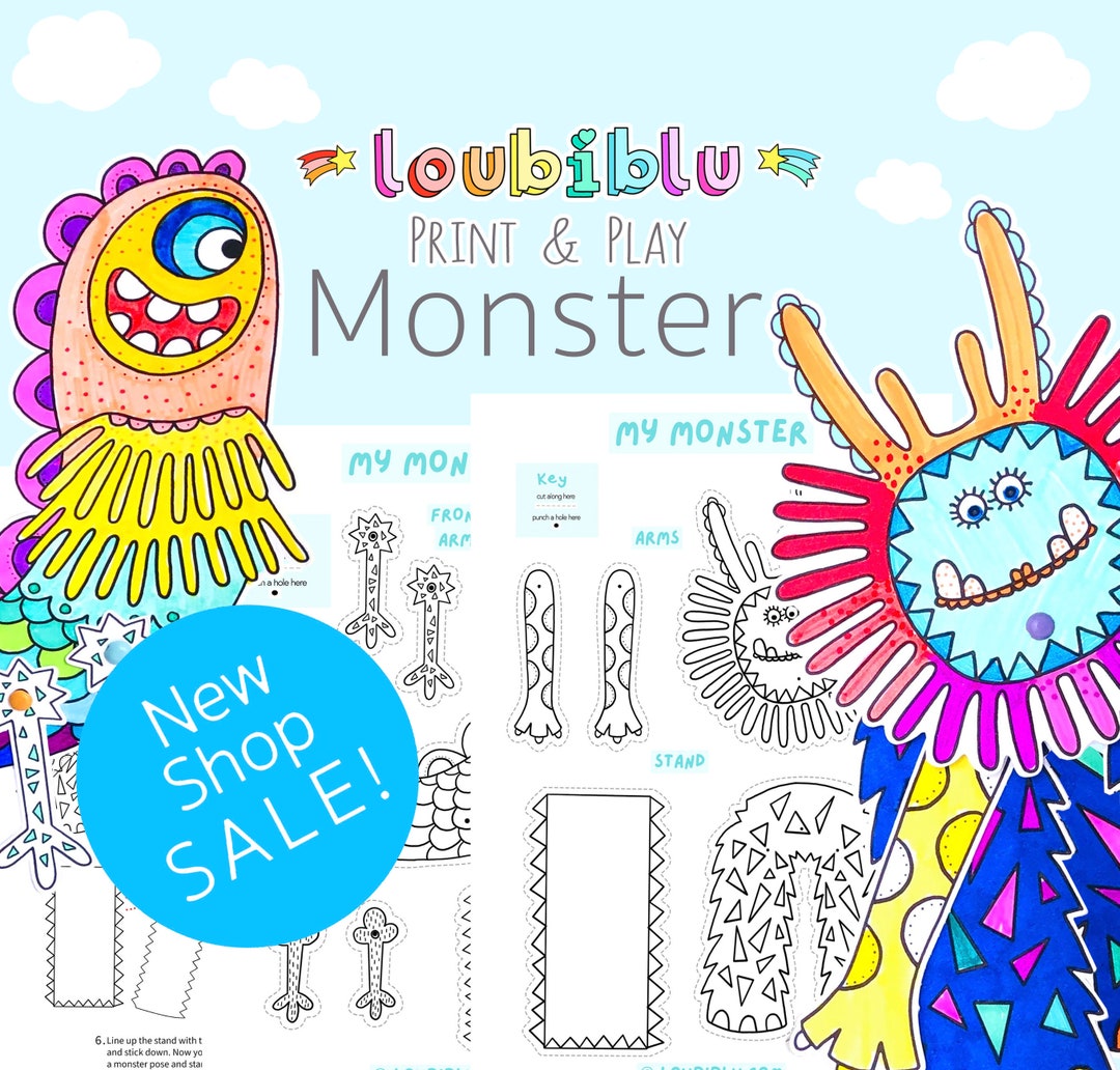 Boys Monster Craft Printable, Kids Easy Craft Download, Monster Colouring, Boys Easy Activity ...