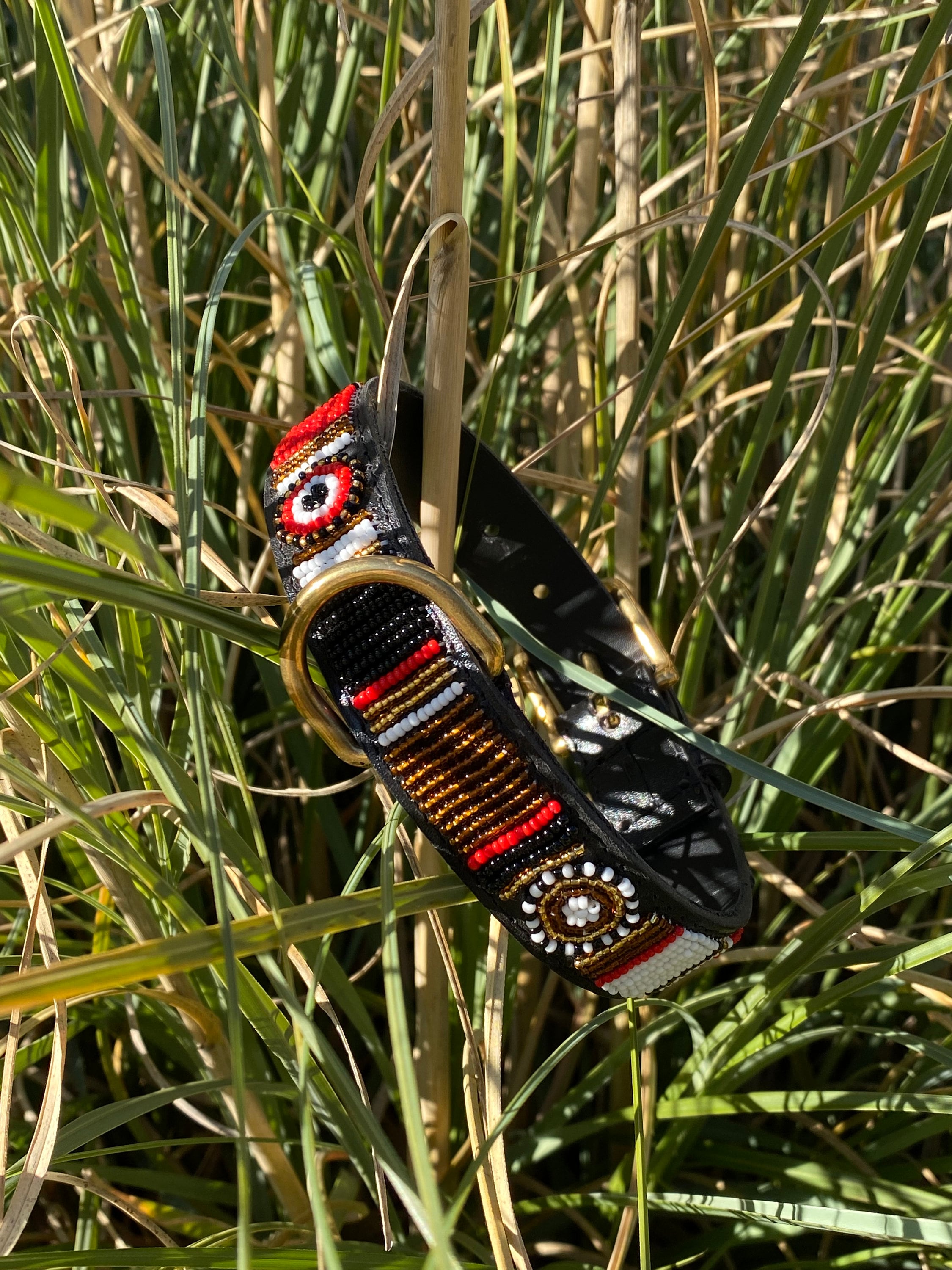 Collier Pour Chien Maasaï en Cuir et Perles Chien